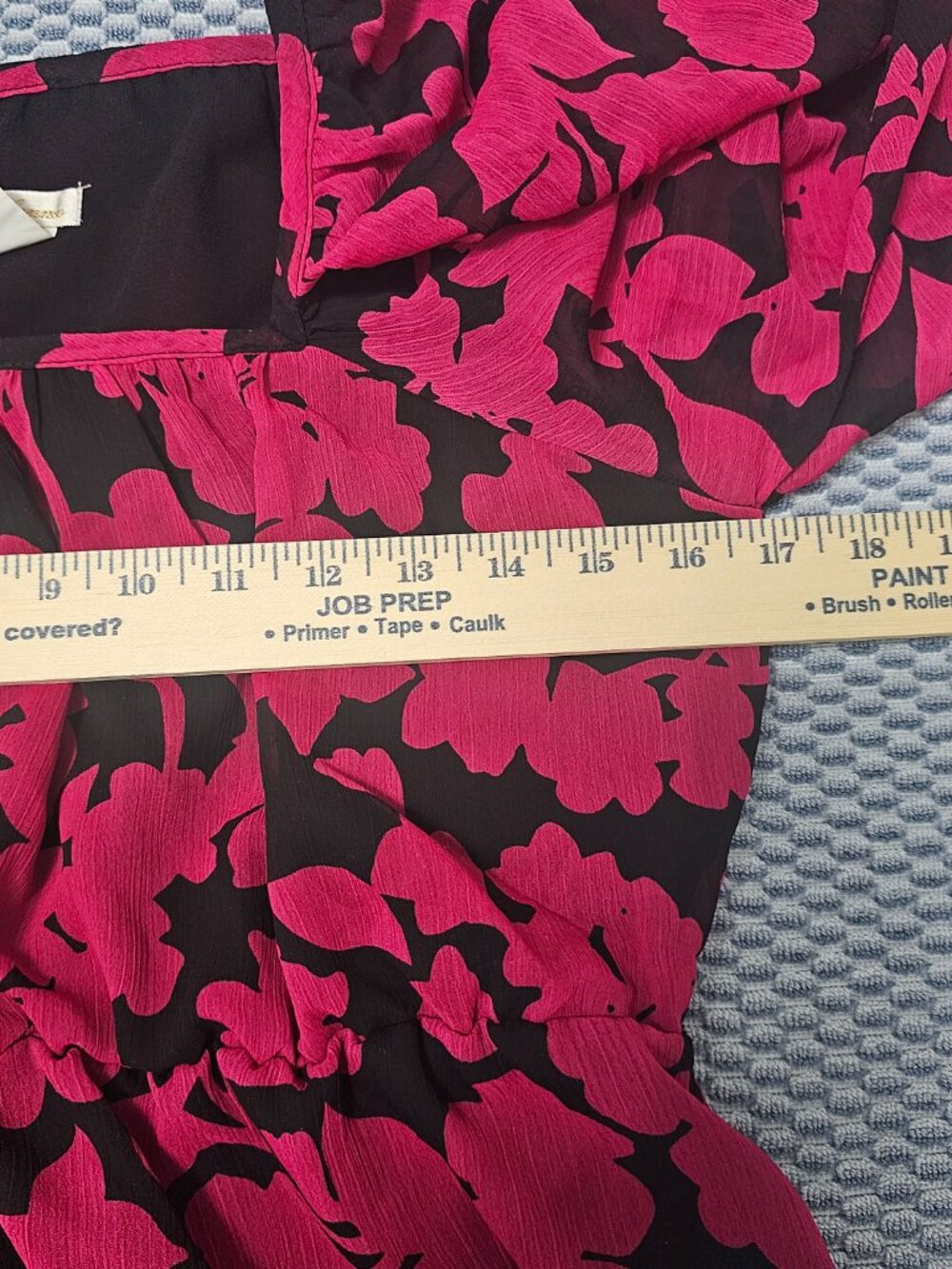 Shoshanna Fuchsia & Black Floral Ruffle Flutter Sleeve Dress - Size Small - Picture 5 of 6